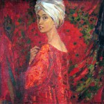 Аросланова Ирина Девушка с веером х., м., 60х65, 2005г